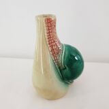 Old Barbotine Soliflore Vase in Snail Shape