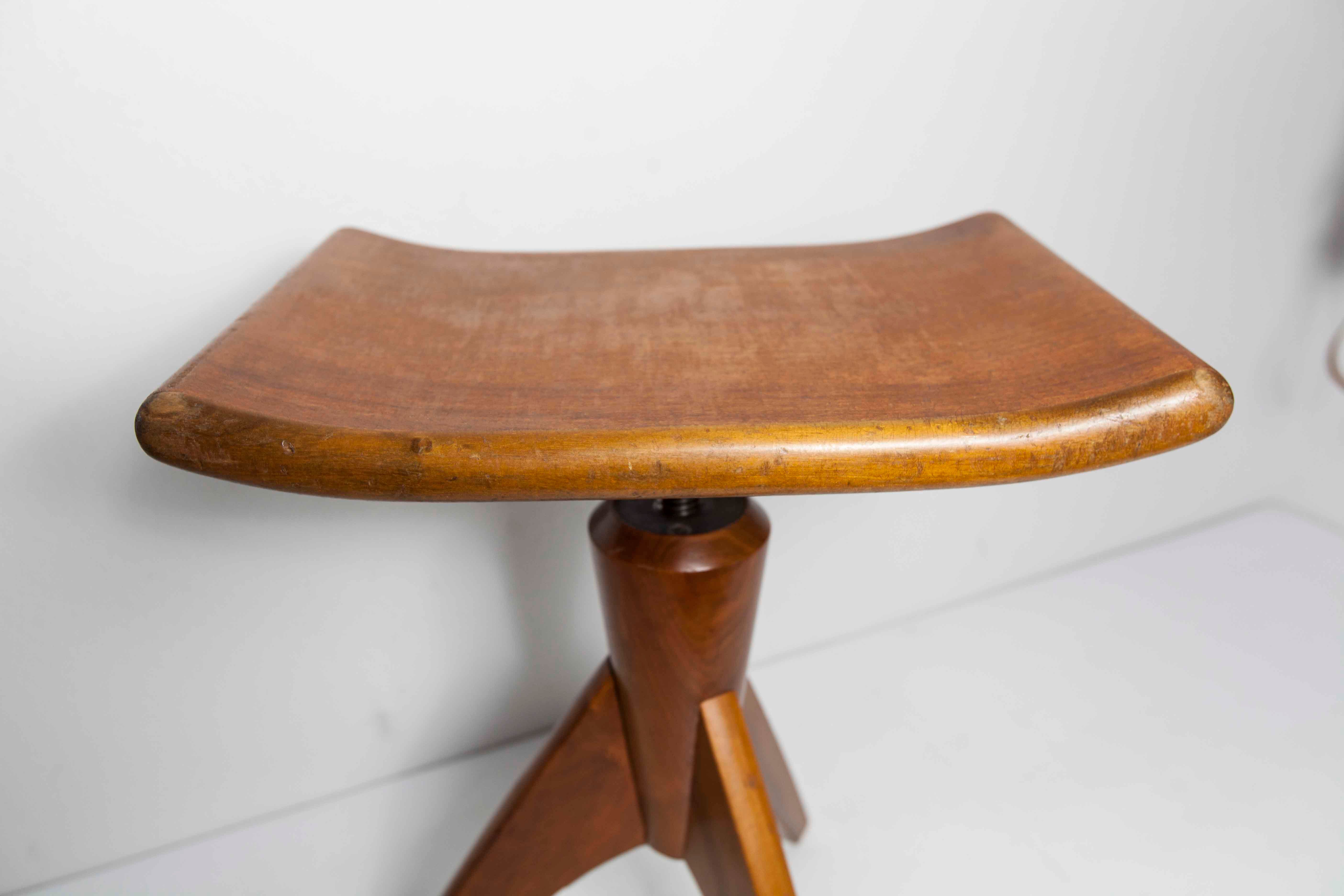 Swiss adjustable piano stool 1945 rocket foot
