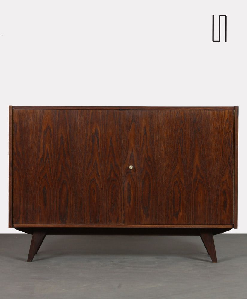 Vintage dark oak chest of drawers by Jiri Jiroutek, model U-450, 1960