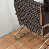 Fauteuil en cuir et chrome design italien année 70