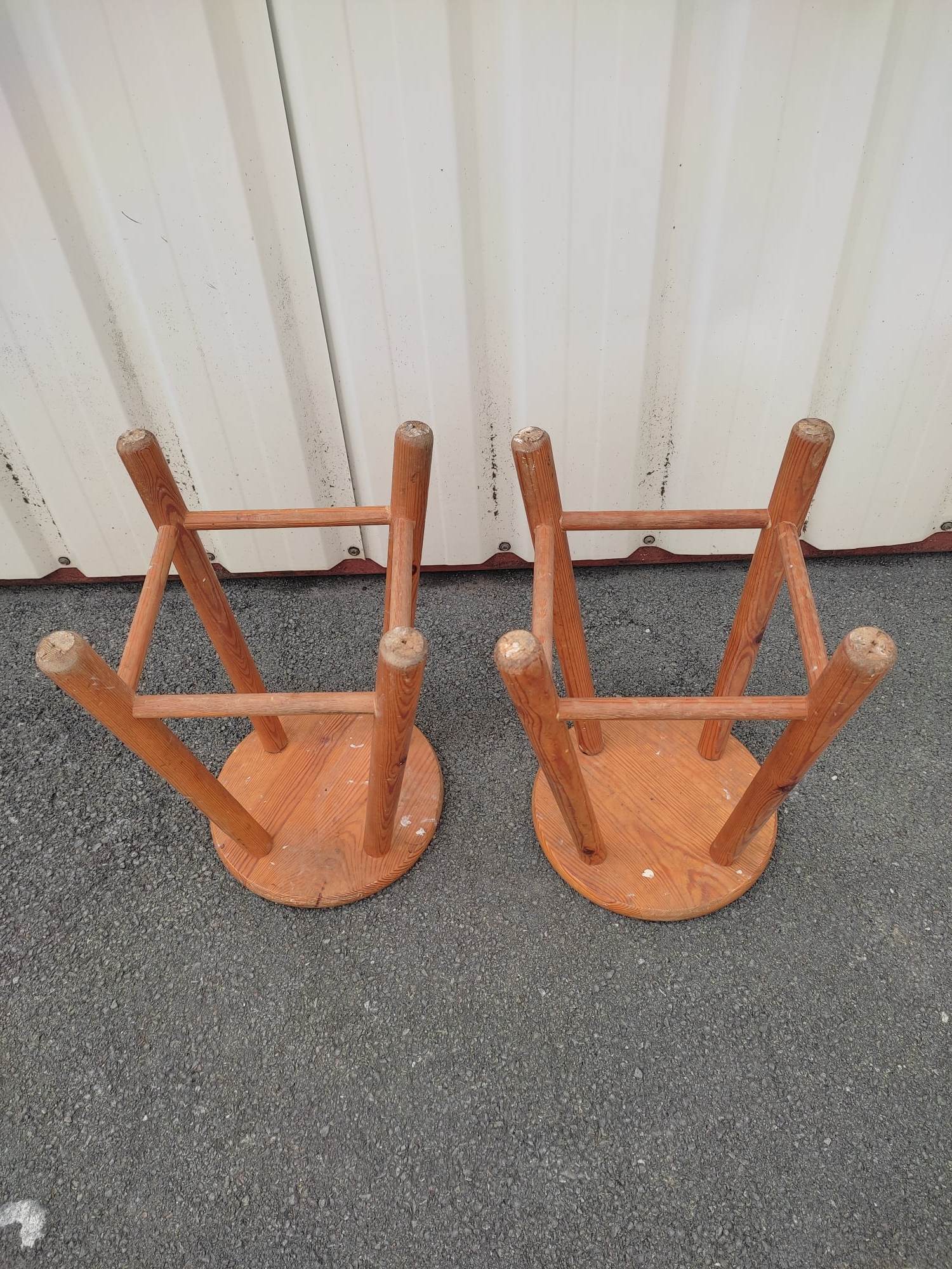 Pair of vintage pine stools
