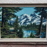 Oil on canvas "Mountain lake"