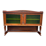Art Deco sideboard in solid oak and frosted green glass, 1940.