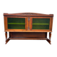 Art Deco sideboard in solid oak and frosted green glass, 1940.