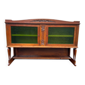 Art Deco sideboard in solid oak and frosted green glass, 1940.