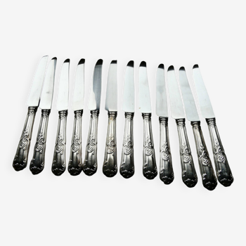 Service of 12 silver-plated table knives