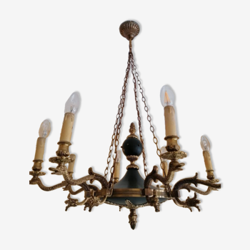 Empire style chandelier in gilded bronze