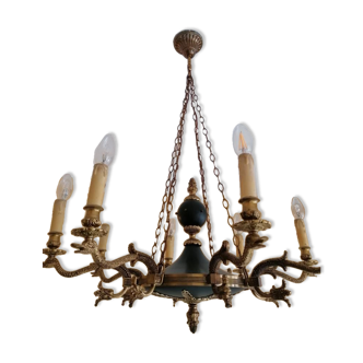 Empire style chandelier in gilded bronze