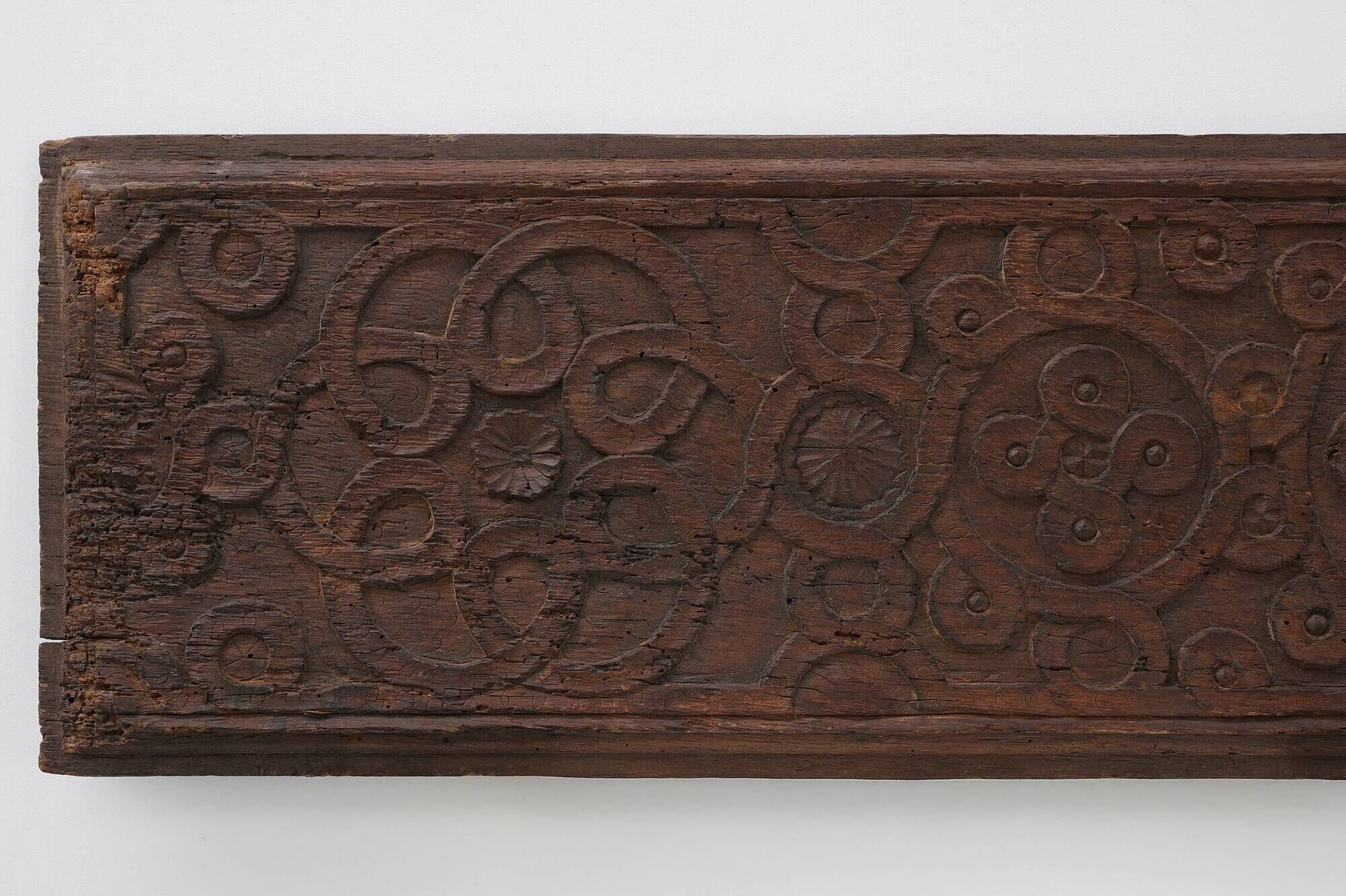 Large French Gothic Oak Panel with Interlaced Geometric Carving, 16th Centu