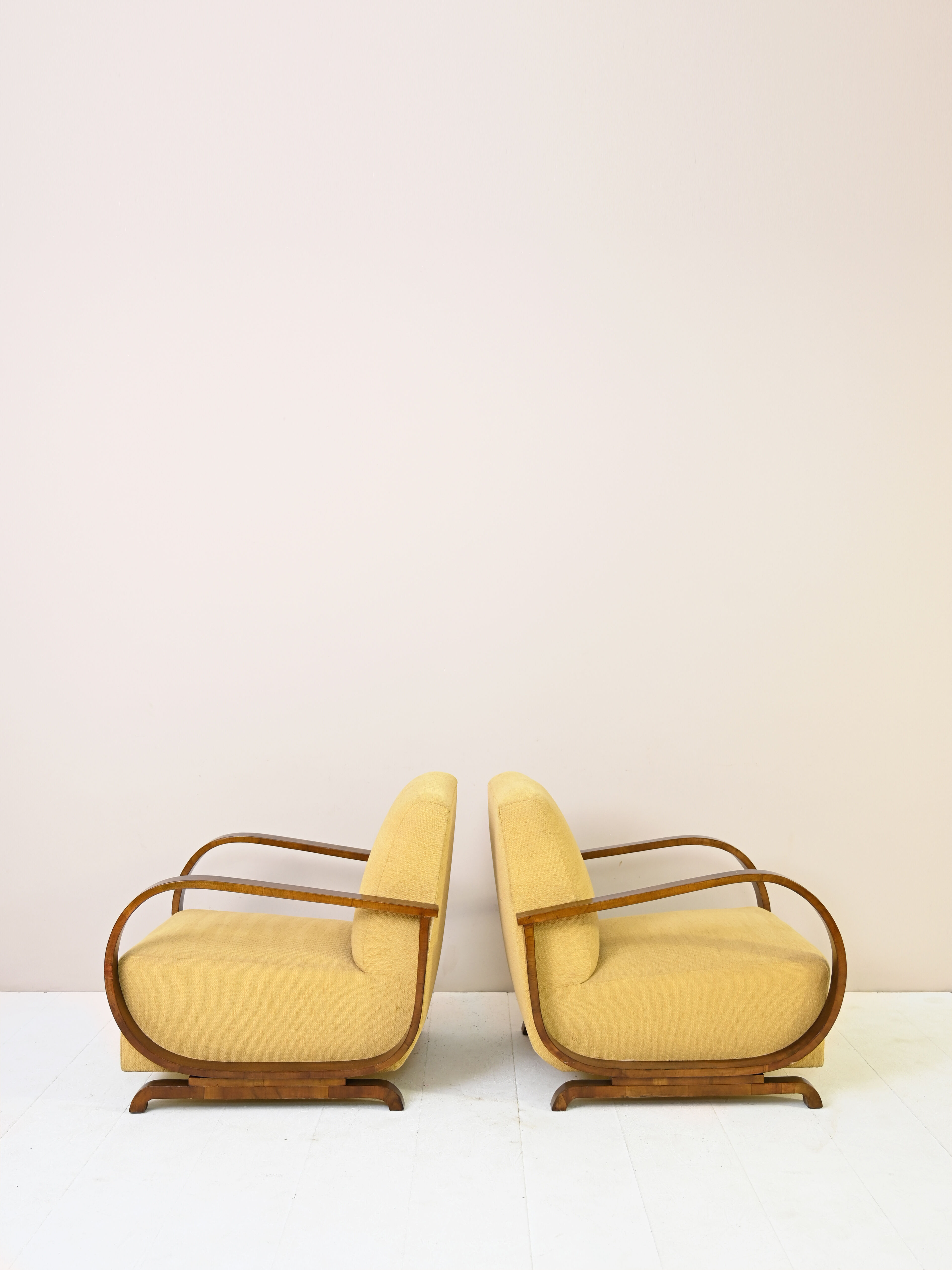 Pair of 1940s deco armchairs
