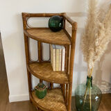 Vintage rattan corner shelf