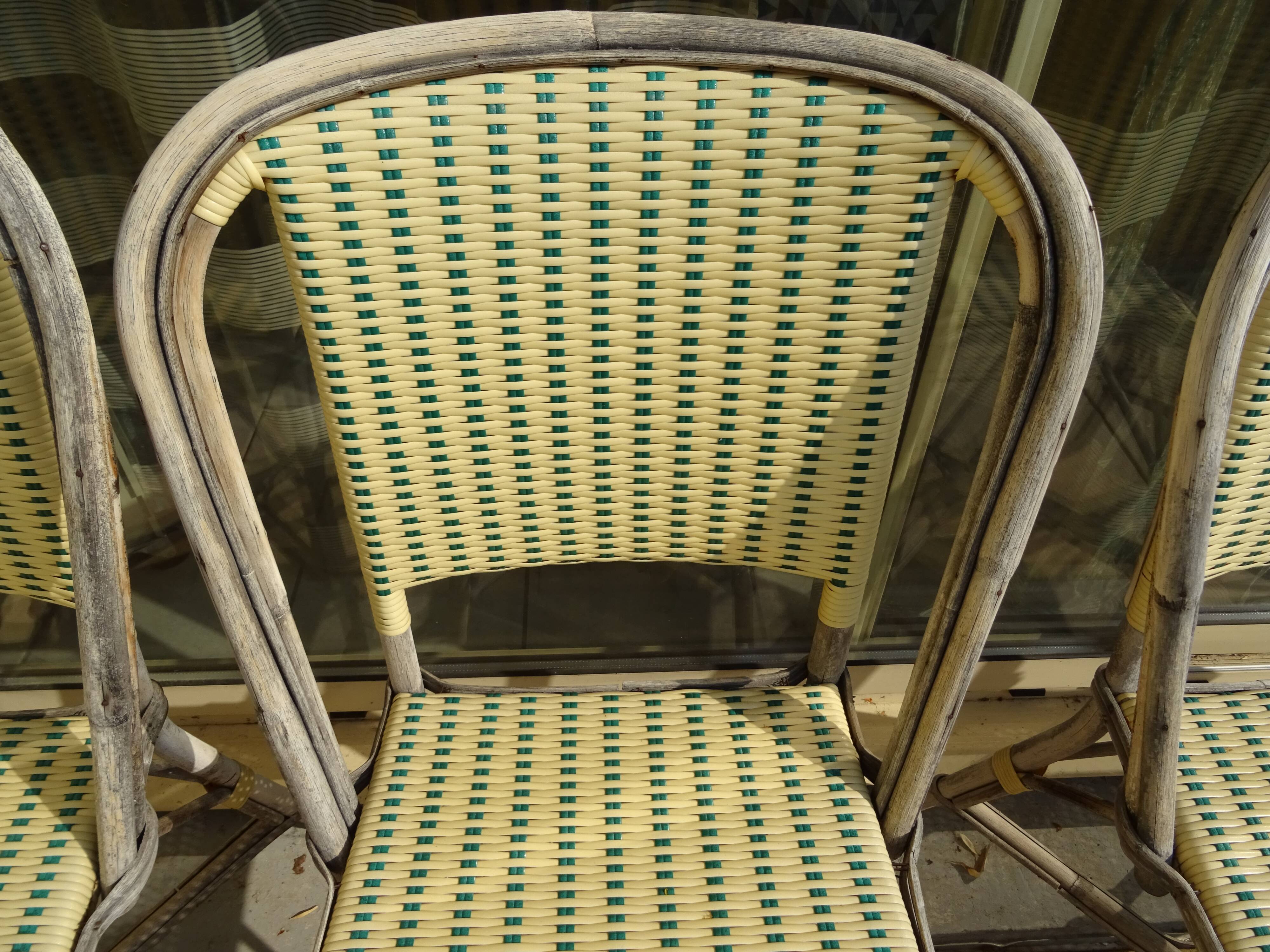 4 vintage bistrot de Paris rattan chairs