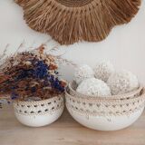 Wooden Bowl with Rattan Details - Set of 3