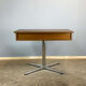 Swivel TV stand/side table, chrome frame with dark walnut, 1970s
