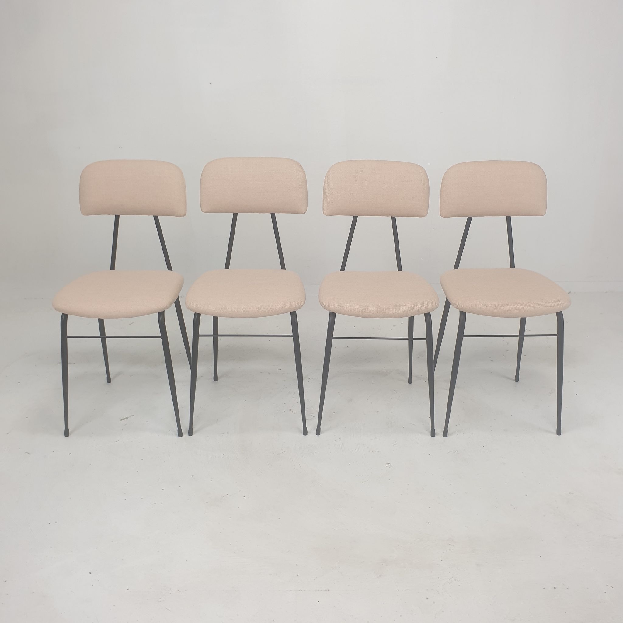 Set of 4 Italian Metal Dining Chairs, 1960's