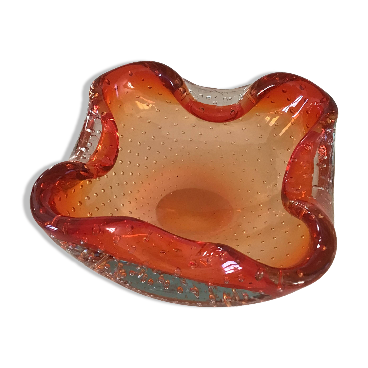 Cendrier en verre de Murano orange