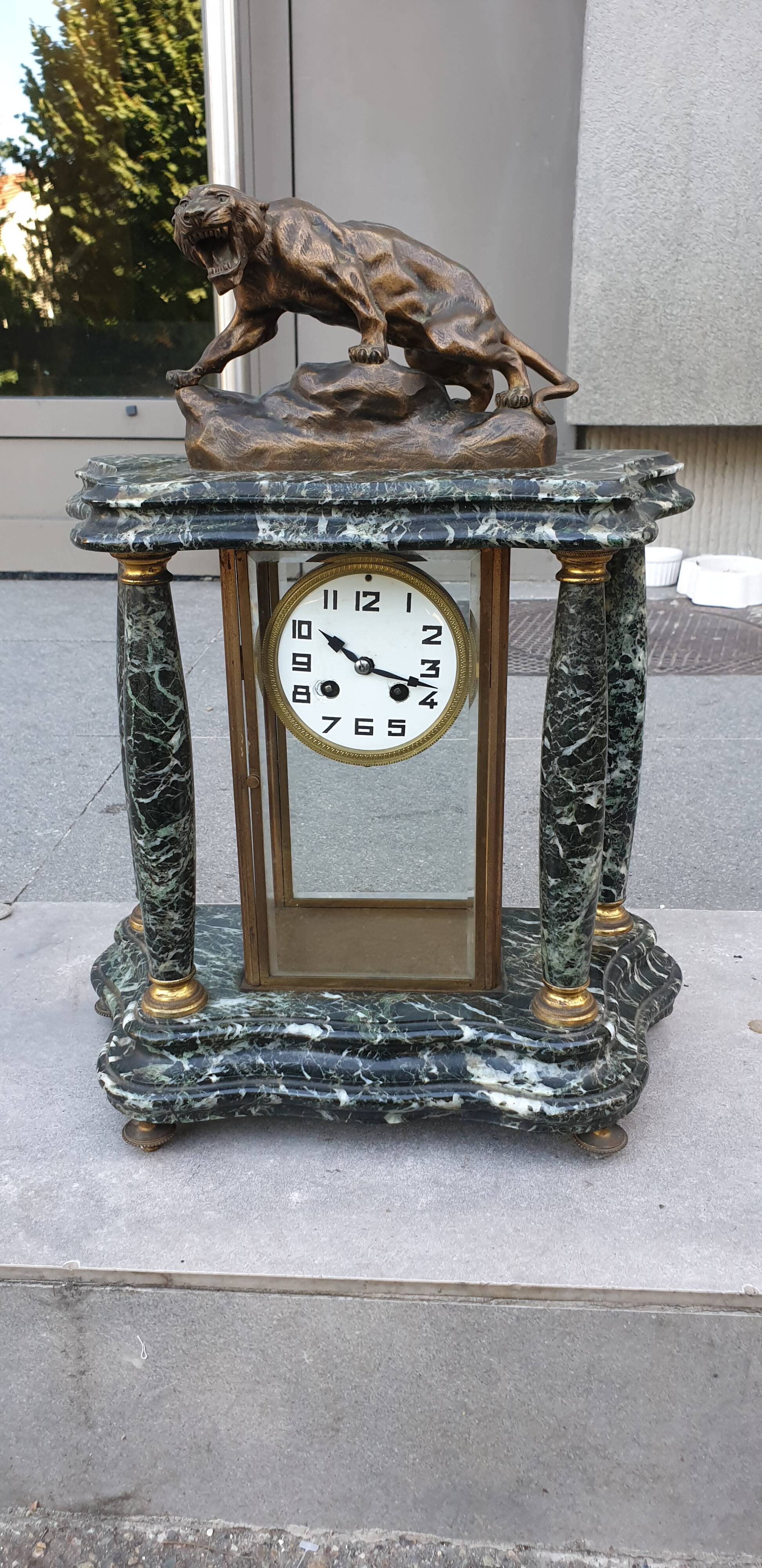 20th century bronze portico and cage clock signed cartier