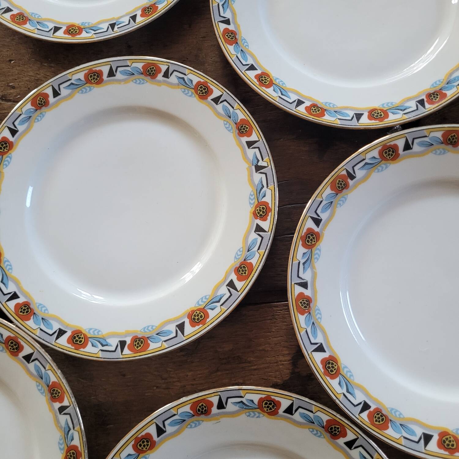 6 flat plates MLV France Art Deco 1930