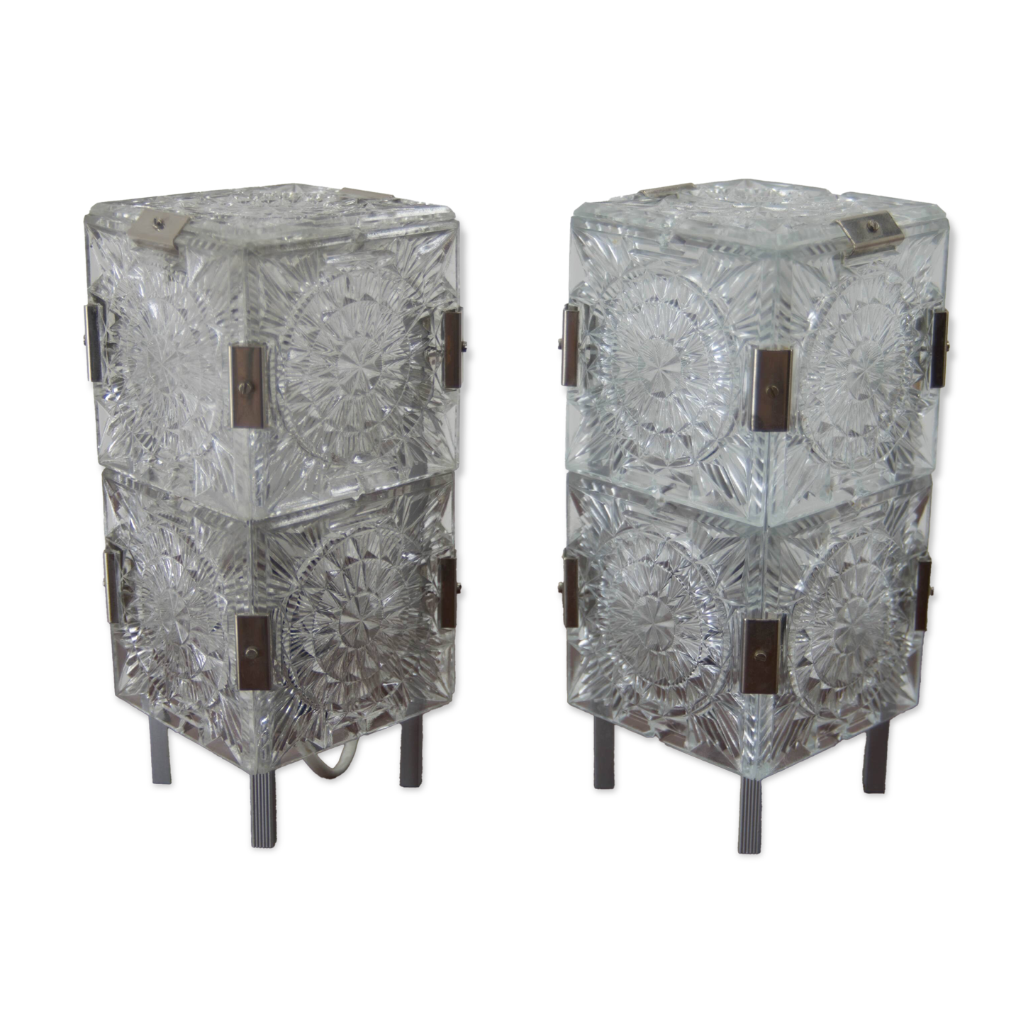 Set of Two Glass Table Lamps by Kamenicky Senov, 1970s