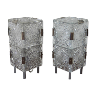 Set of Two Glass Table Lamps by Kamenicky Senov, 1970s