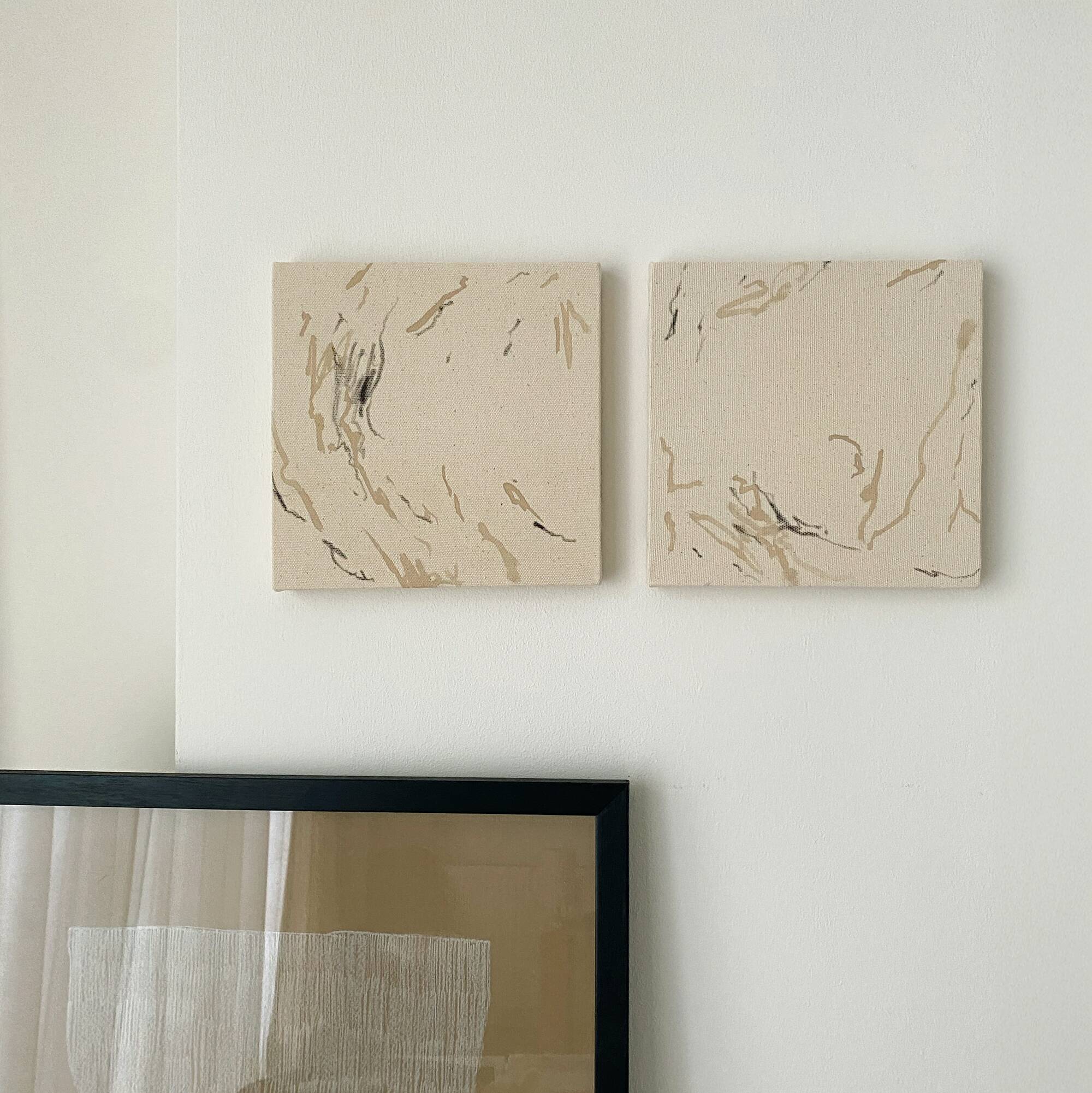Set of abstract painting on canvas, 20x20cm