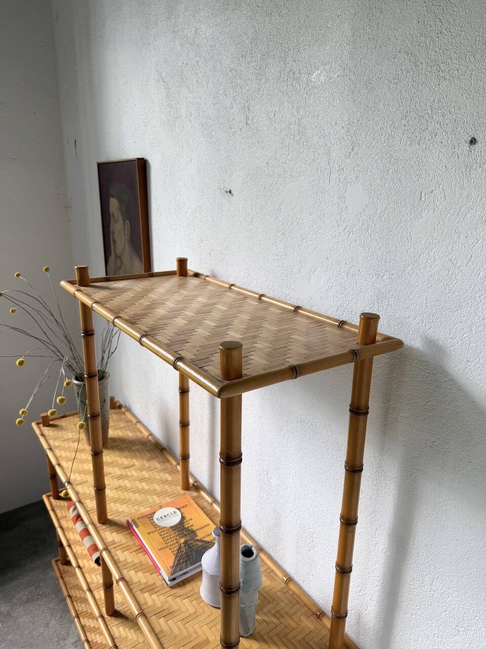 Large rattan shelf 1960