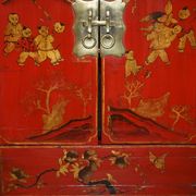 Armoirechinoise antique laquée à la main, grande armoire latérale