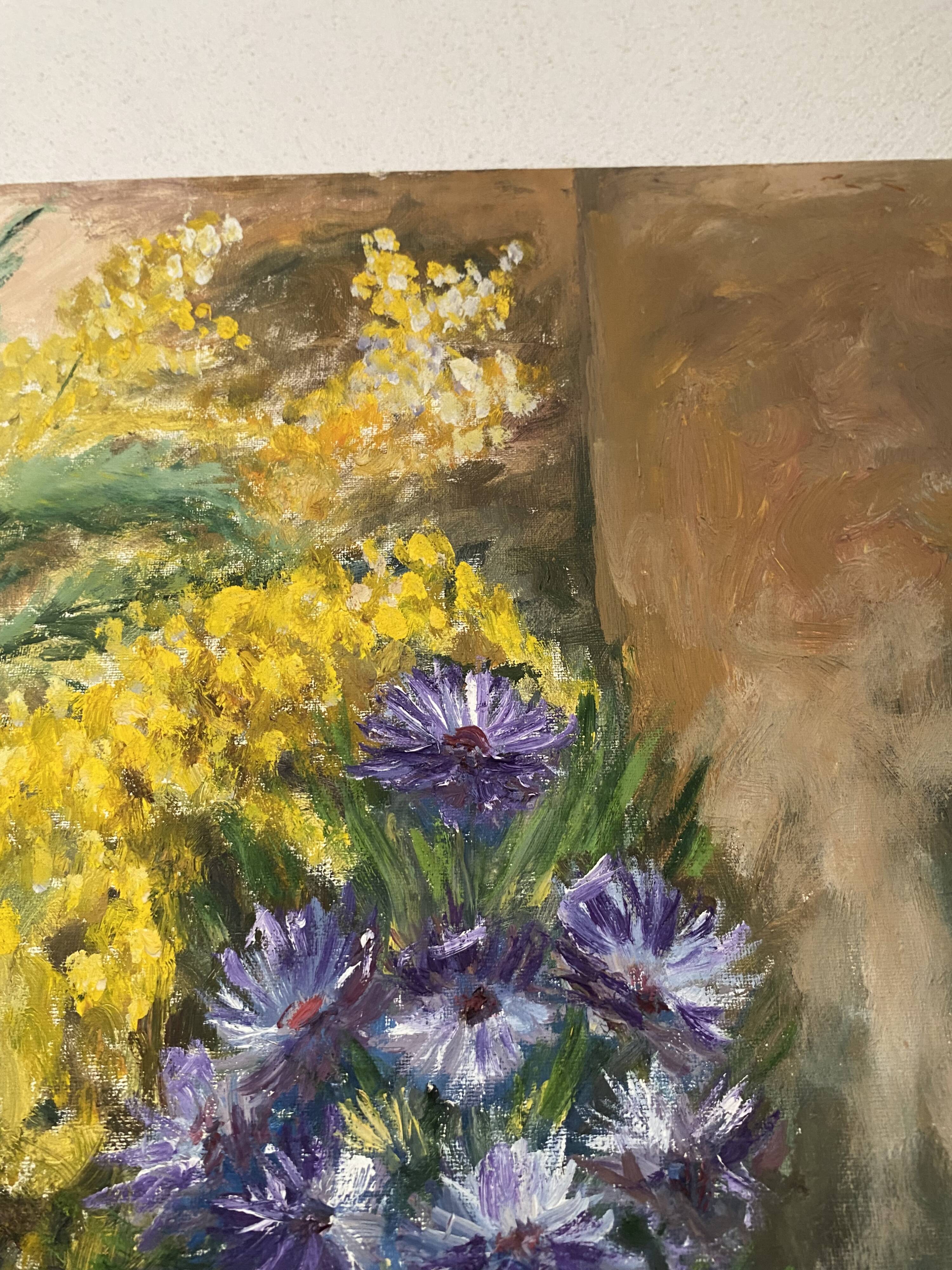Oil on canvas still life "The Mimosa"