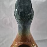 Old barbotine jug Saint Clément Mallard Duck A027