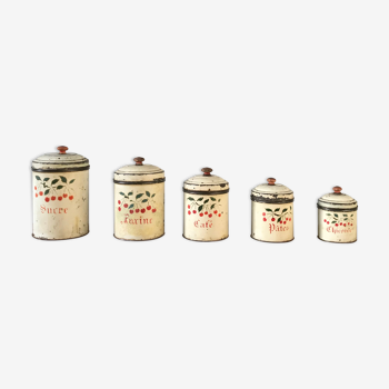 Series of 5 spice pots.