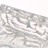 Vintage Square Transparent Molded Thick Glass Ashtray - Trinket Bowl, Italy