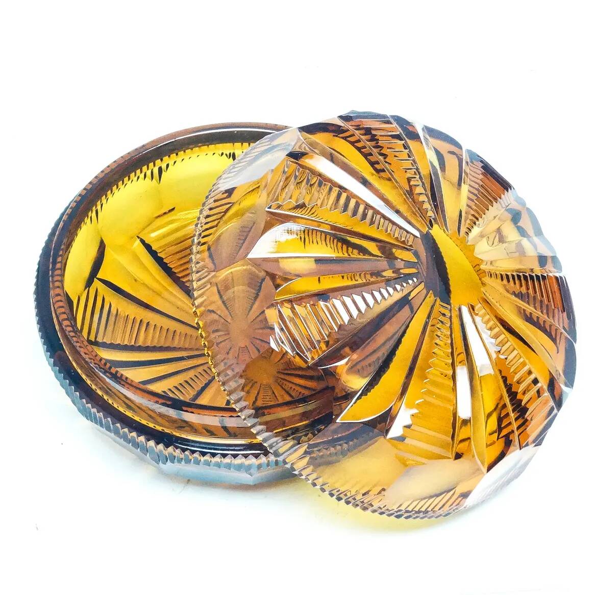 Art Deco bonbonniere, crystal, Moser, Czechoslovakia, 1930s