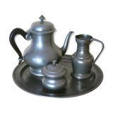 Ensemble étain, théière , sucrier,  carafe