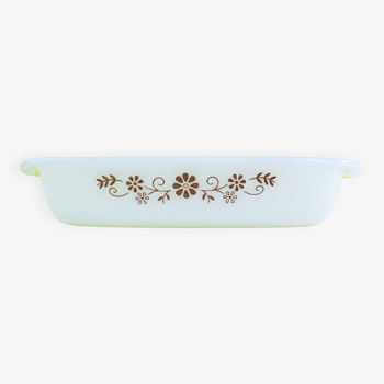 Pyr-O-Rey Brown Daisy 1950 Rectangular oven or gratin dish