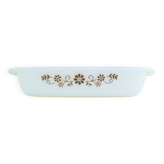 Pyr-O-Rey Brown Daisy 1950 Rectangular oven or gratin dish