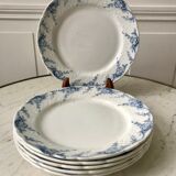 set of 6 flat plates in Terre de Fer K&G Lunéville model "Angèle" late nineteenth