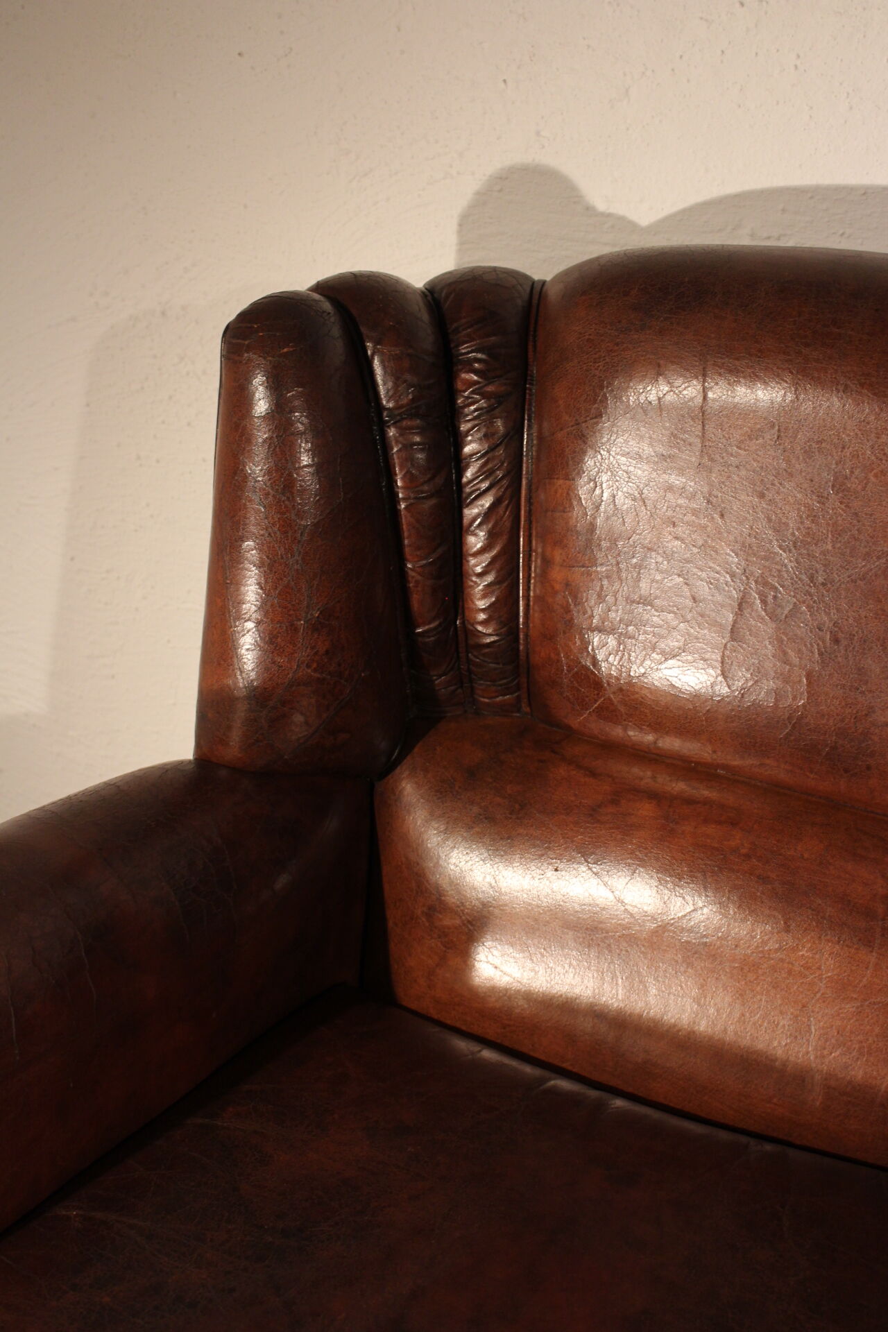 Set of 3 armchair, english leather, 1950s