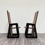 High-Backed Chairs in Lacquered Vienna Straw, 1970s, Set of 2