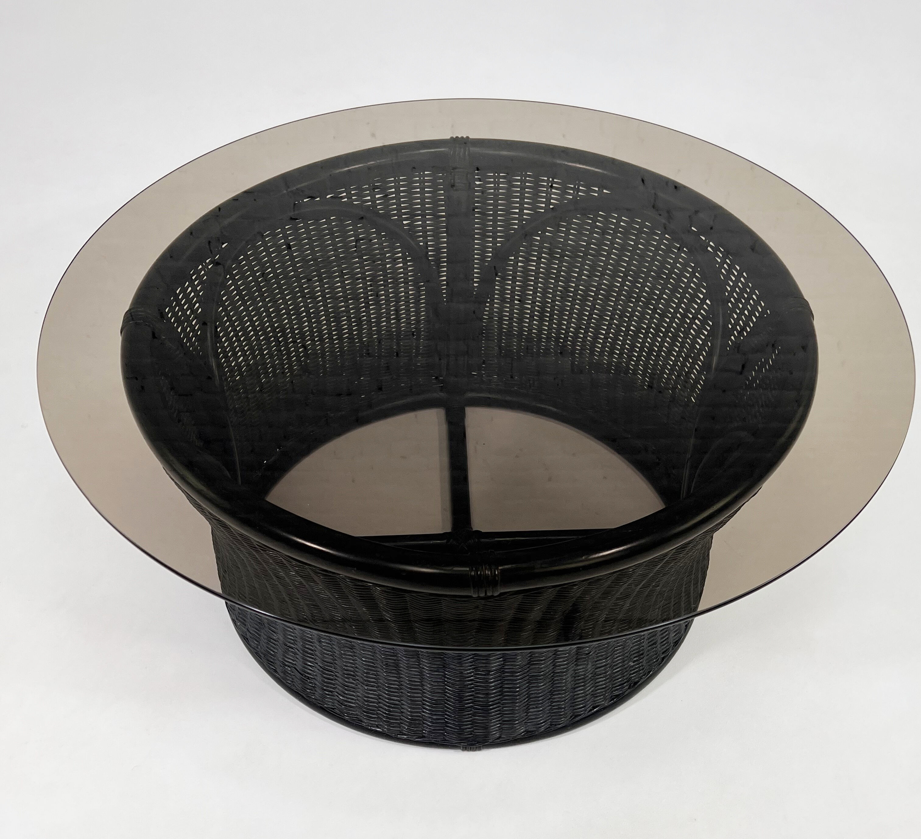 Rattan coffee table and smoked glass