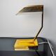 Geometric art deco lamp, brass and smoked glass, Spain, 1970