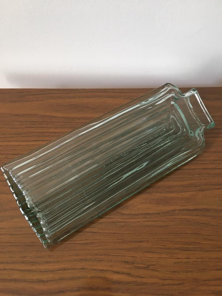 Large art-deco glass vase San Miguel (Spain). Handmade (original label)
