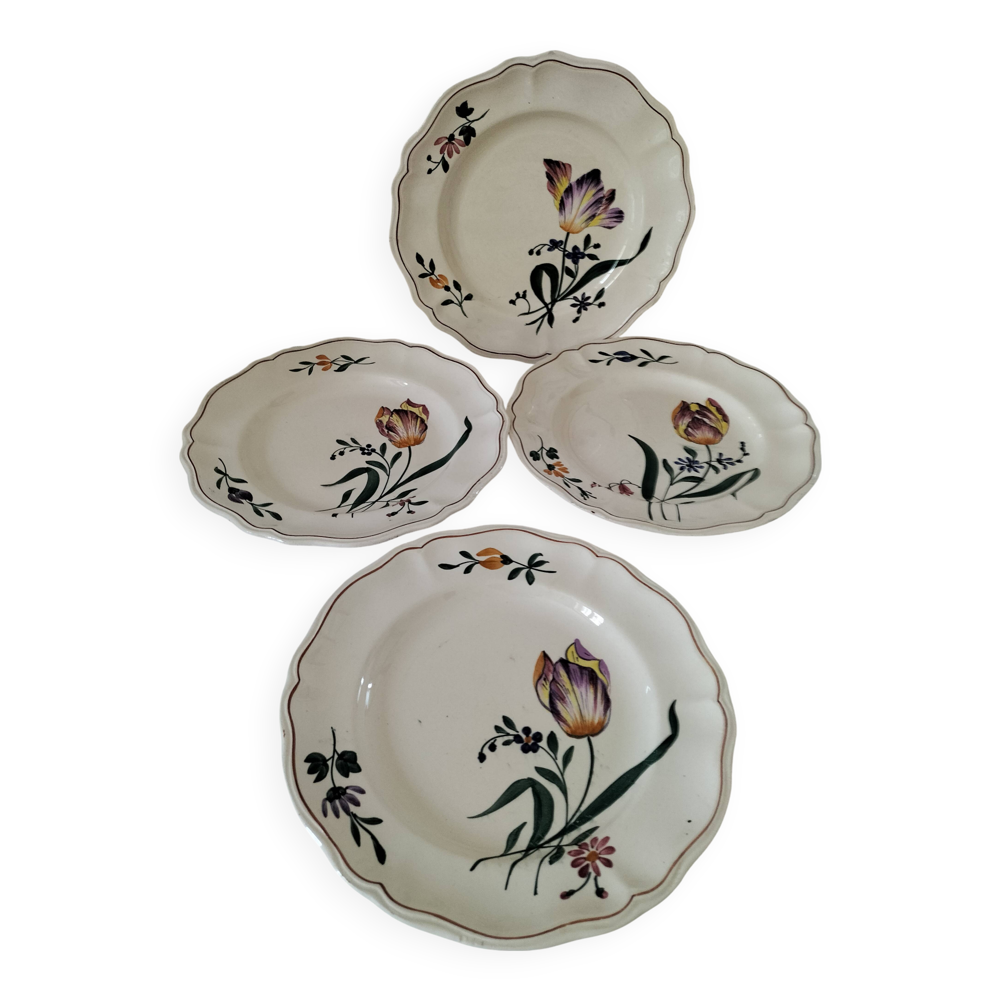 Antique Longchamp plates – “Tulips” model – 1950s-1960s
