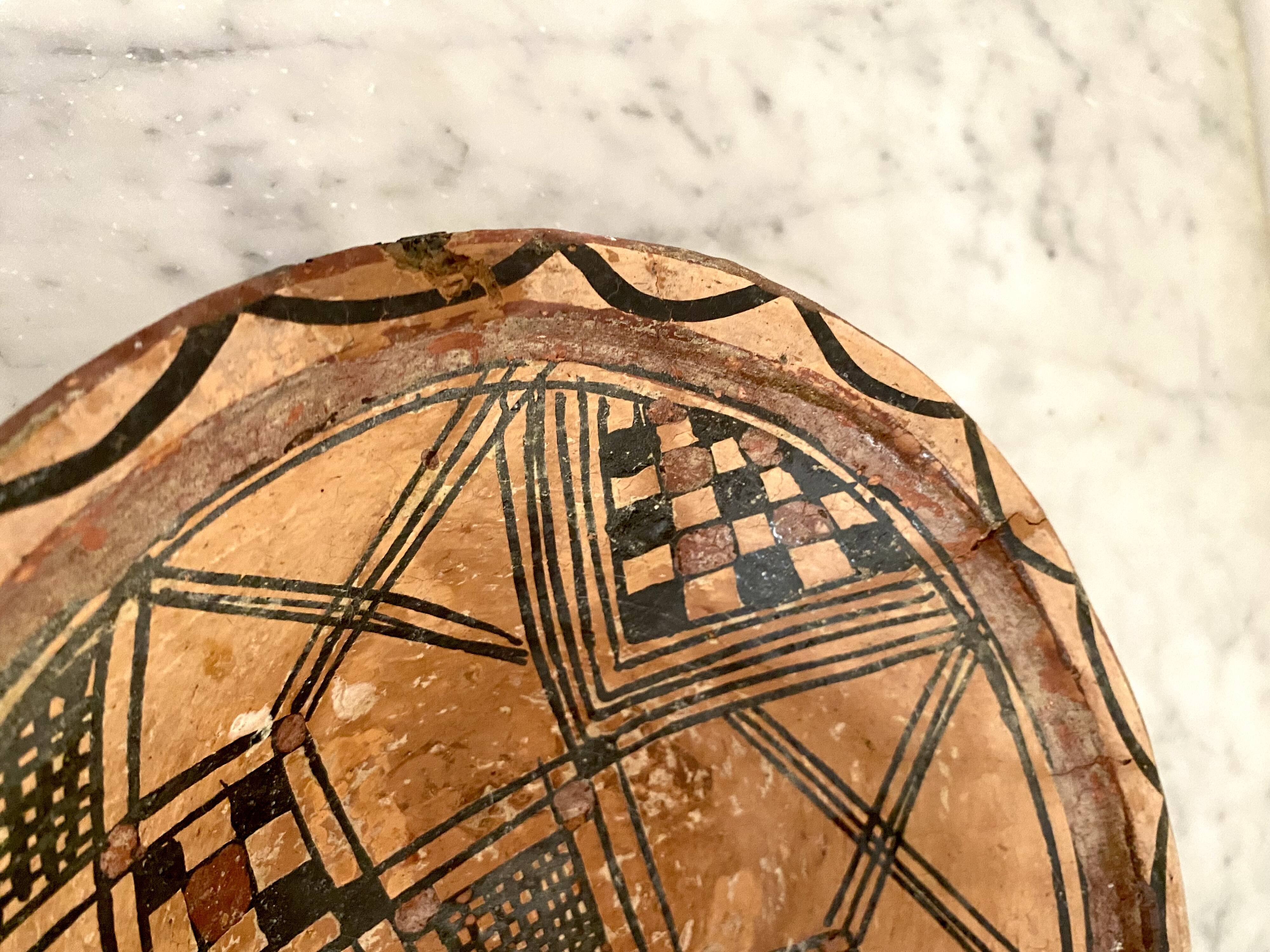 Kabyle dish in painted terracotta