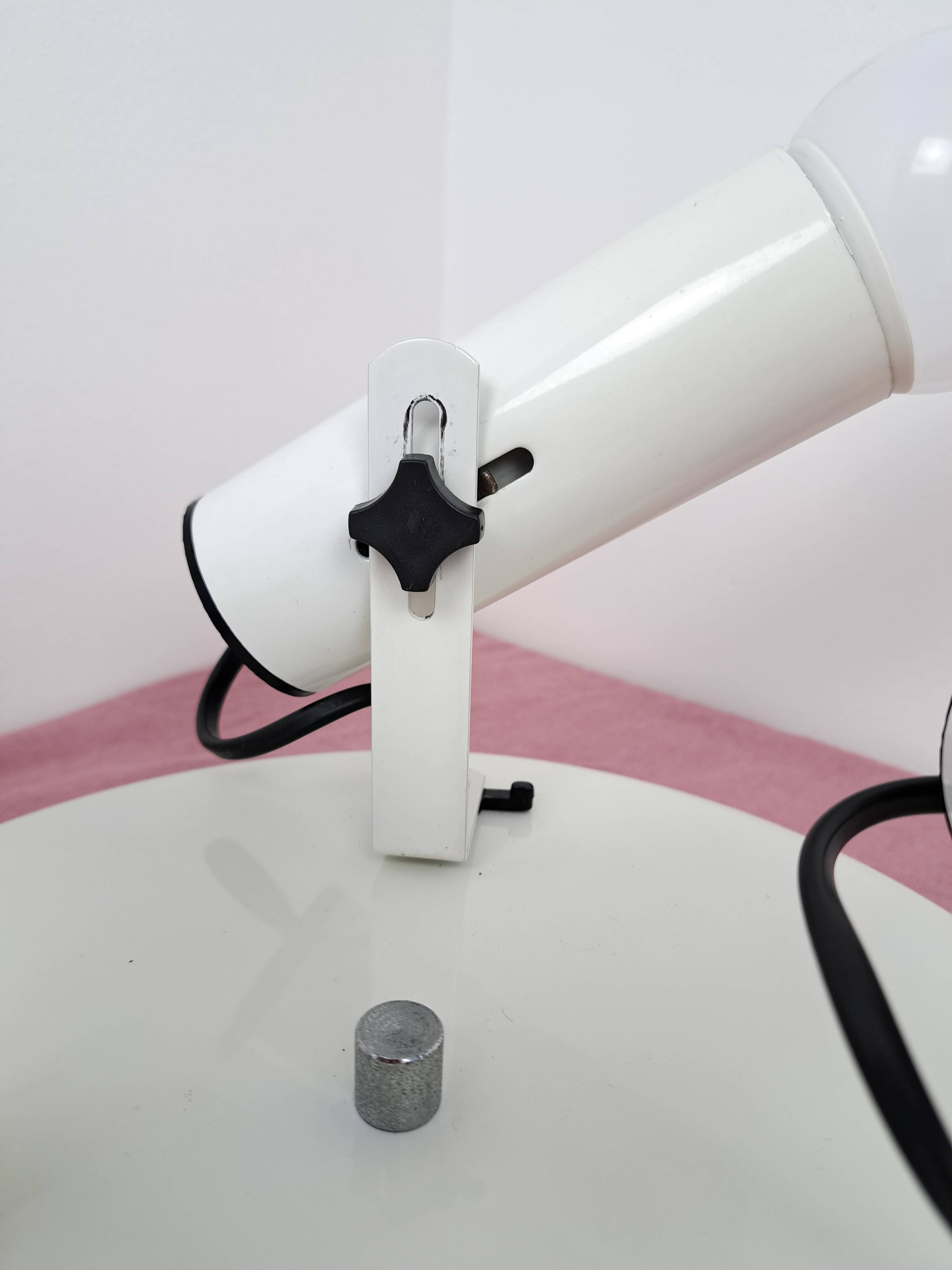 White ceiling light with 3 spotlights made in Italy, space age design
