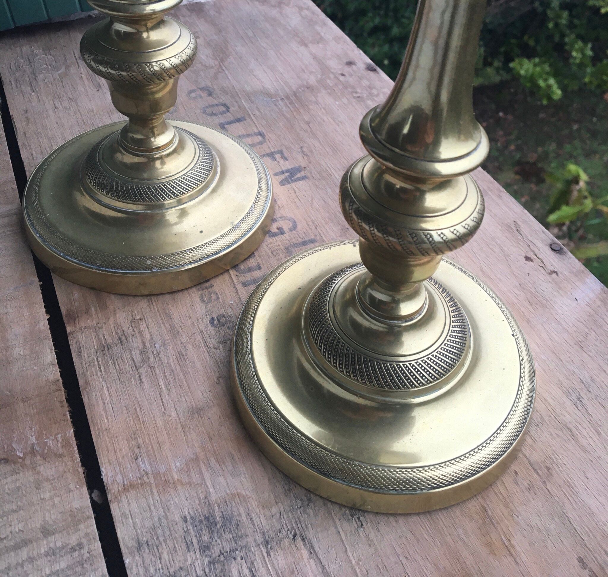 Pair of brass candlesticks