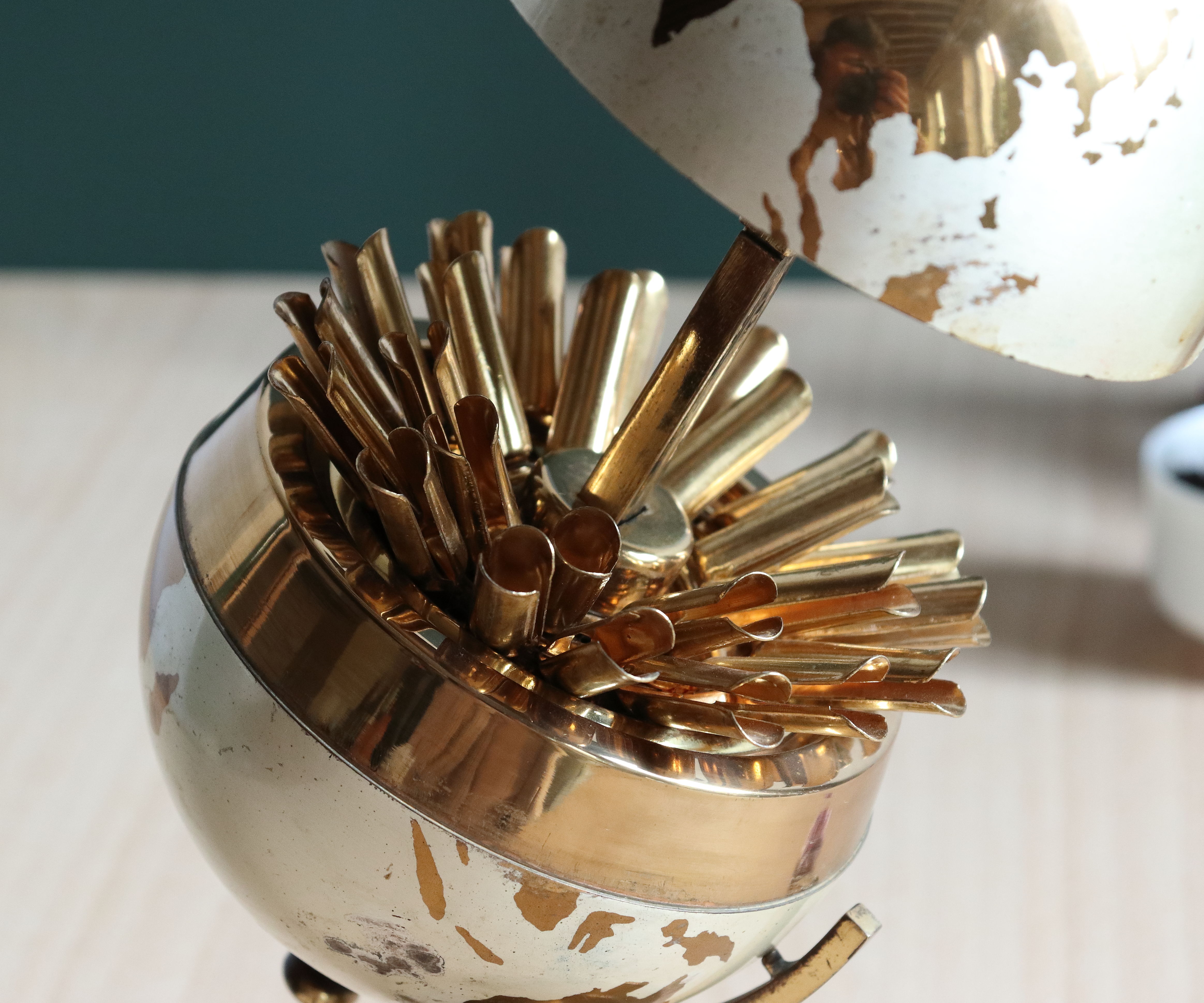 Globe Planet brass cigarette dispenser