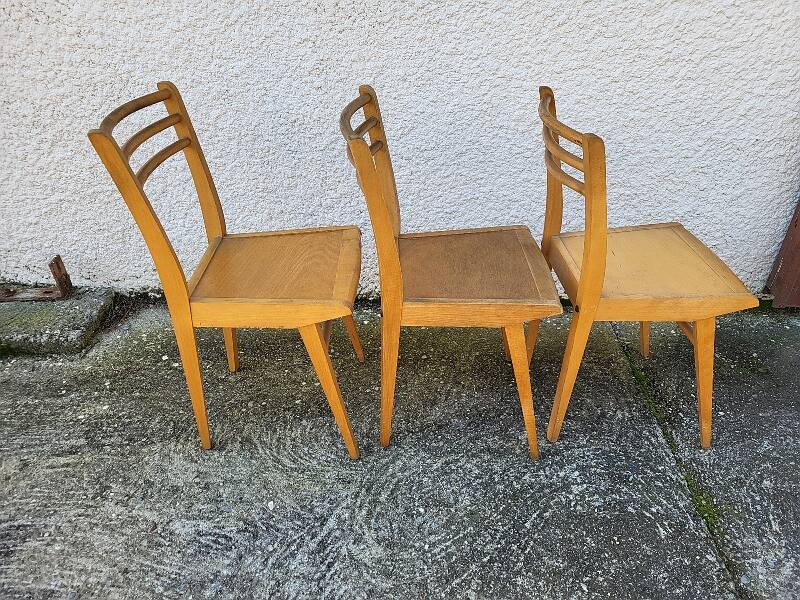Serie de 3 chaises bistrot 1950