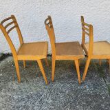 Serie de 3 chaises bistrot 1950
