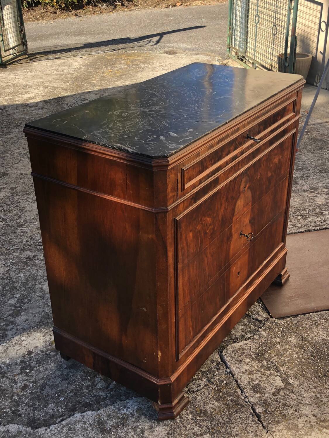 Black marble chest of drawers