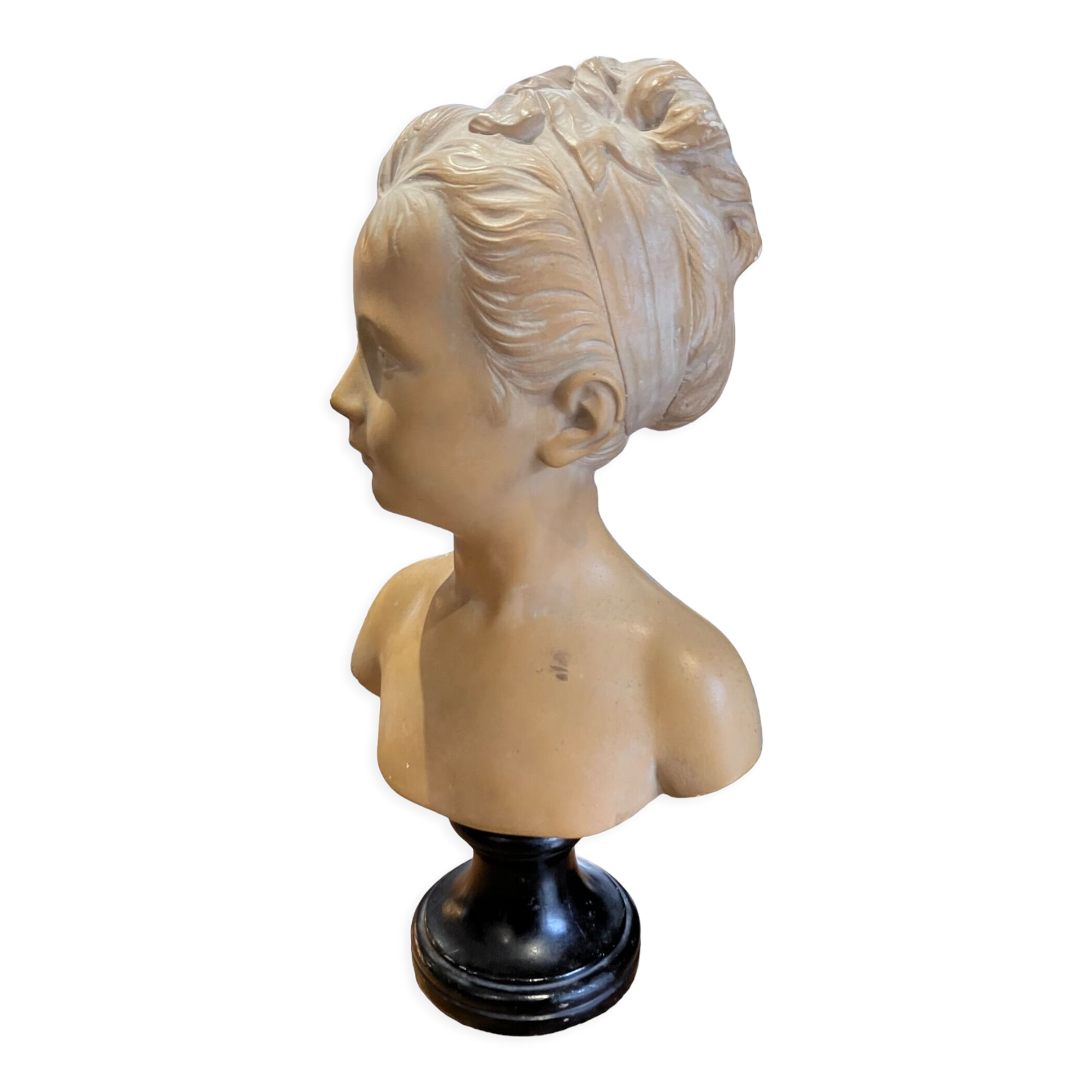 Bust of louise brongniart in patinated plaster after houdon